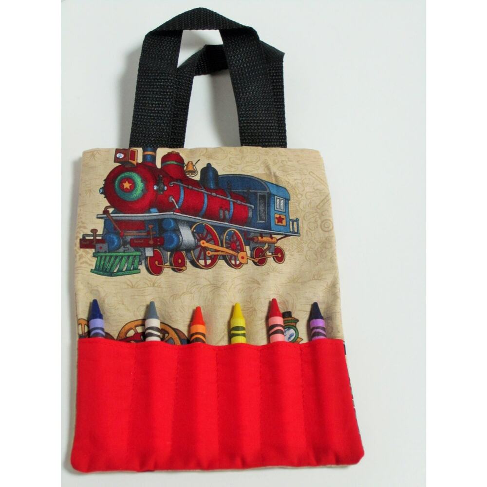 Train mini crayon bag, party favor bag, activity bag